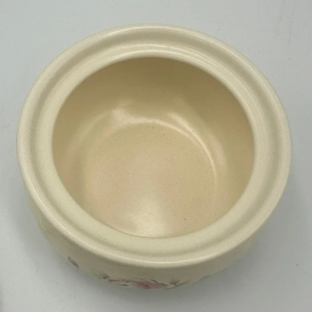 Pfaltzgraff Sugar Bowl with Lid Tea Rose Cream Pink Floral Stoneware USA Vintage